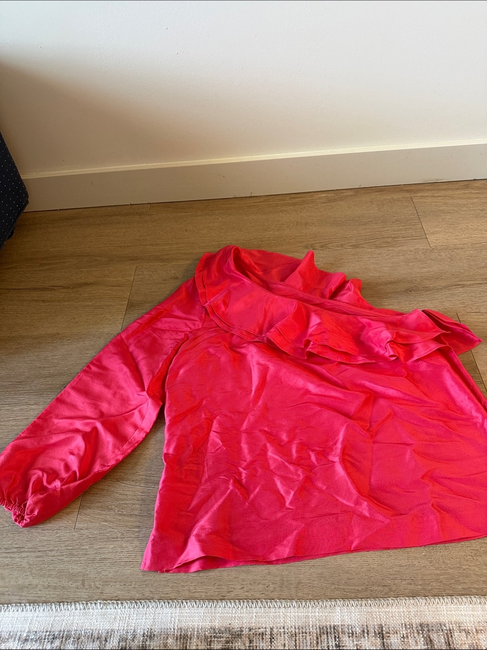 J. Crew Hot Pink Ruffle Off-Shoulder Blouse